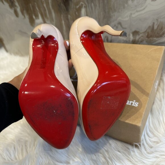 Christian Louboutin Nude Wavy Dolly Patent Heels - Picture 5 of 6